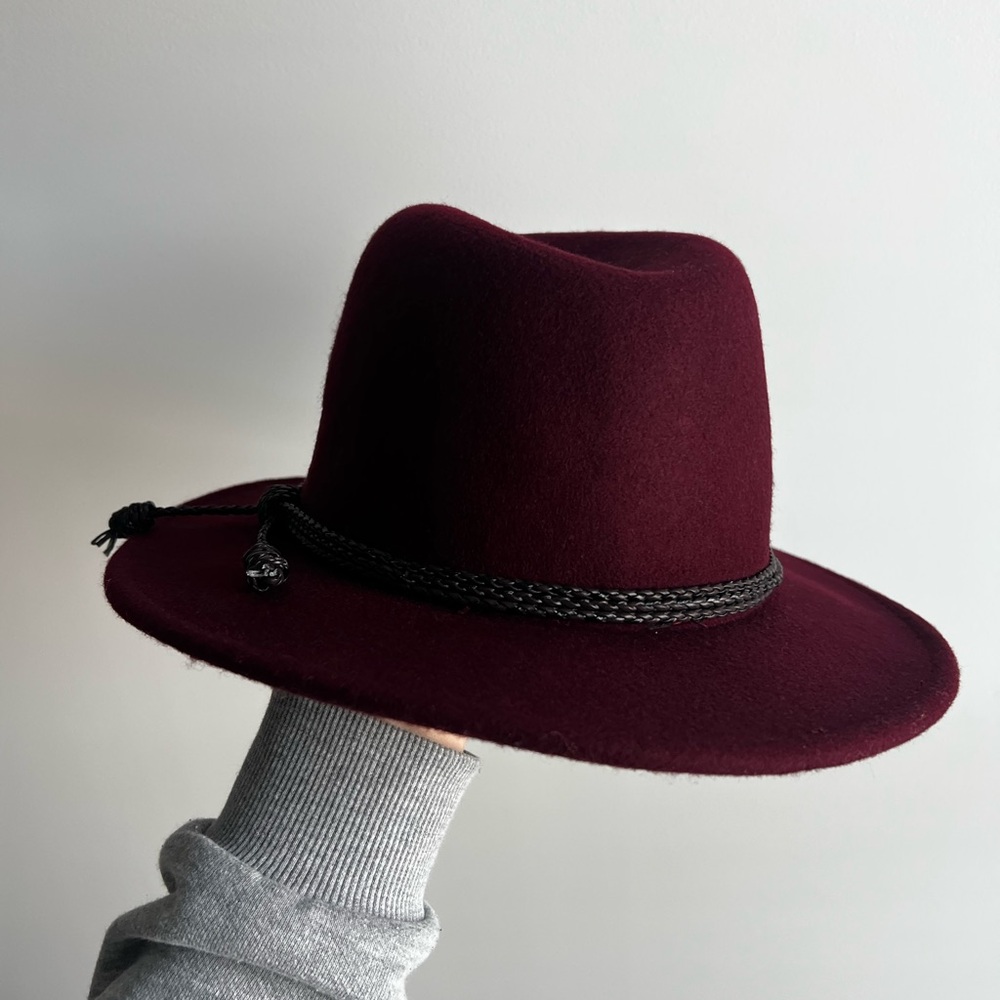 Rich Wine Felt Fedora Hat - Picture 4 of 6
